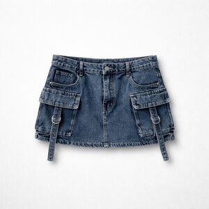 Denim Cargo Women Skirt Medium